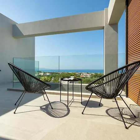 别墅 Pirgos-villas, Avra & Ostria Villa, Heated Pool , Amazing Sea View 马莱迈